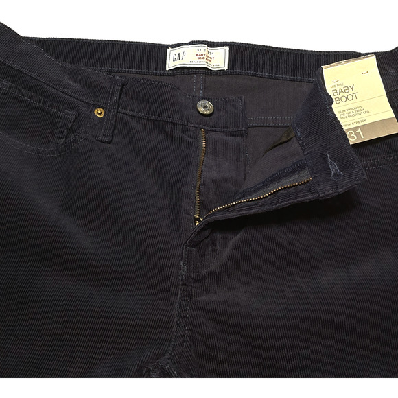 Gap Baby Boot Mid Rise Corduroy Pants Womens 12L Navy High Stretch Academia NWT - Picture 8 of 14